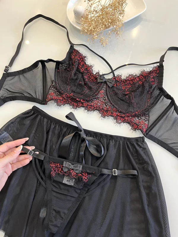 Conjunto Afrodite Preto com Vermelho - Image 5