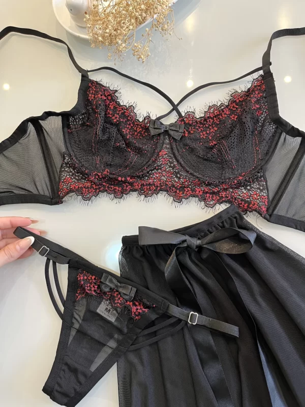 Conjunto Afrodite Preto com Vermelho - Image 7